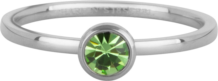 Charmin's Bague Pierre de Naissance Août Vert Clair Cristal Acier Iconique R1601