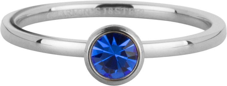 Bague Charmin Pierre de Naissance Septembre Bleu Foncé Cristal Acier Iconique R1603