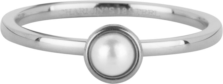 Charmin’s Hartje Kinder Ring  Birthstone  Juni Maansteen Parel Kristal Staal Hartje Steen 4mm R1577