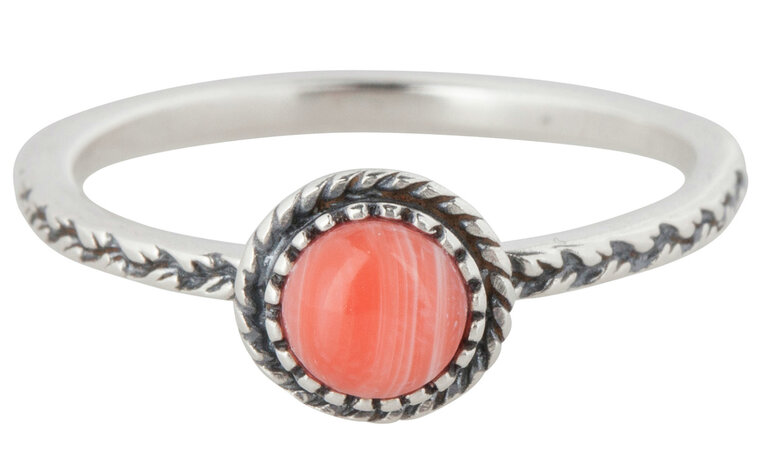 Zilveren Ring R291 Pink Crown Nat Stone