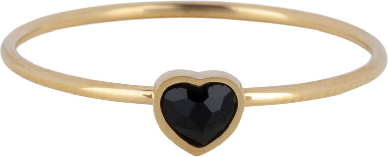 Charmins goldfarbener Ring mit Onyx-Kristall-Herzstein, Stahl R1580 – Geburtsstein Juli