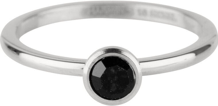 Charmin's Staal Ring Birthstone Juli Zwart Kristal Onyx Edelstaal Iconic R1021