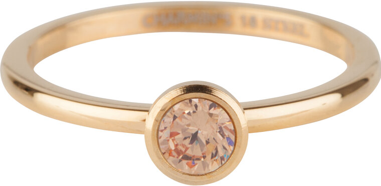 Charmin's Gold Ring Geburtsstein November Braun Champagner Kristall Stahl Ikonisch R1042