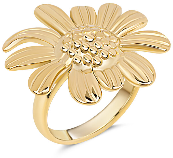 Charmin's Goudkleurige Chunky Ring met Bloem R1789 – Trendy en Licht