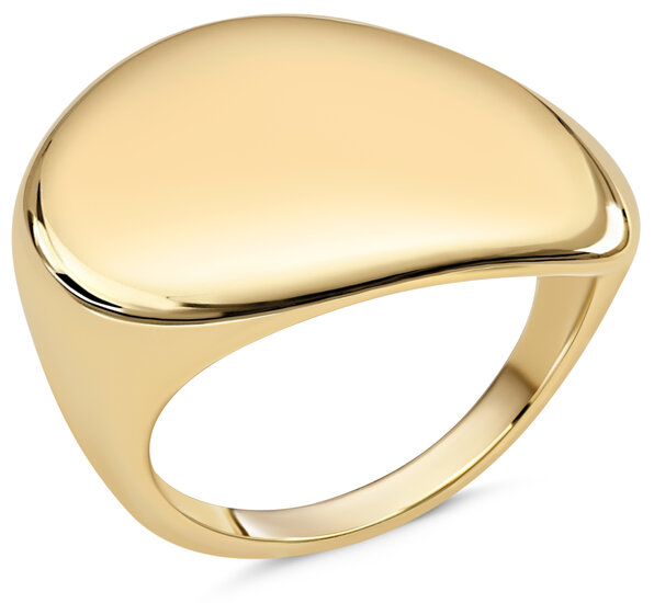 Charmin's Goudkleurige Chunky Ring met Diagonale Bol Staal R1800 – Krachtig en Elegant