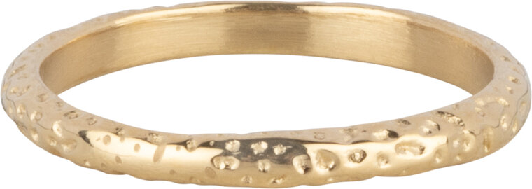 Charmin's Gold-Colored Oval Ring with Hammered Design Steel R1642 – Authentic and Handmade Look