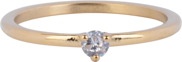Charmin's Triangle Solitaire Ring White Stone Goudkleurig Staal R1297