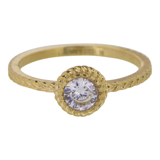 RING R436 Birthstone April White Stone Goldplated Iconic Vintage 