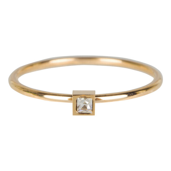 R501 Stylish Square Gold Steel Crystal CZ