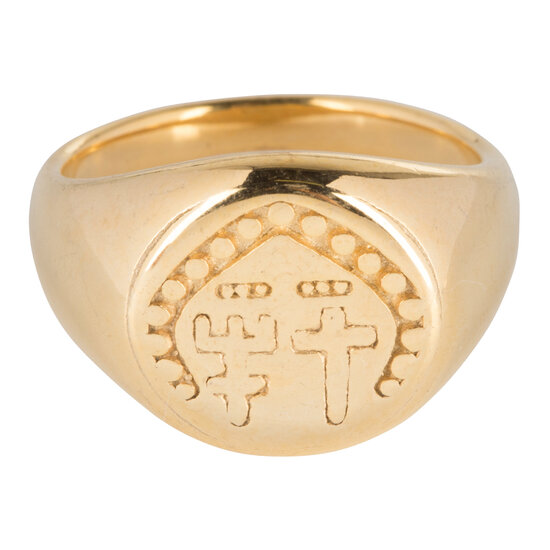 Charmin’s goudkleurige zegelring R683 Royal goldplated staal