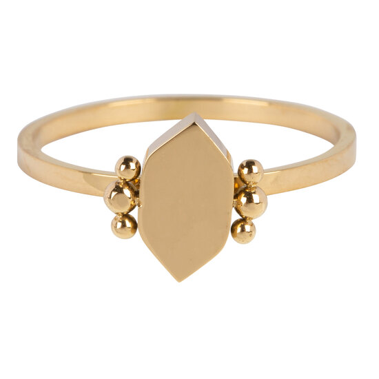 Charmin’s goudkleurige zegelring R713 Modern Hexagon goldplated staal
