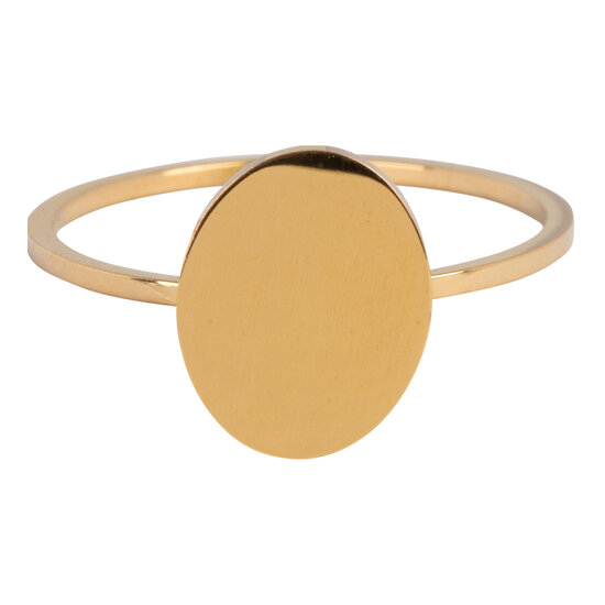 Charmin’s goudkleurige zegelring R715 Modern Oval goldplated staal
