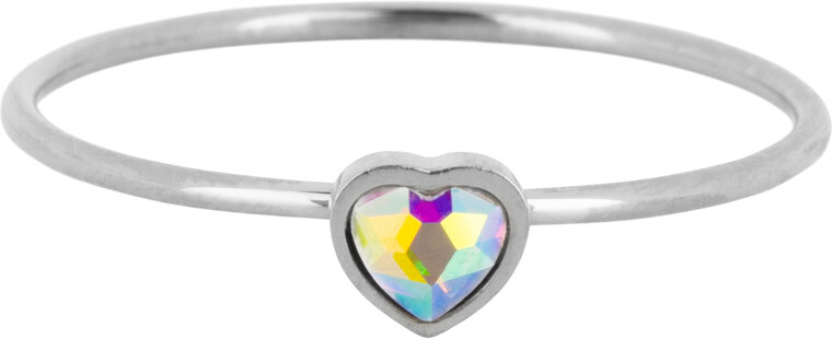Charmin's Stalen Ring met Aurora Maansteen Hartsteen Staal R1577 – Birthstone Juni