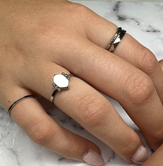 R698 Petite Shiny Steel Black Enamel