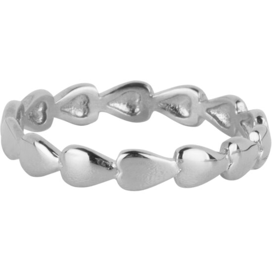 Charmin's Ring met Subtiele Gevulde Hartjes Staal R1649 – Moderne Liefde