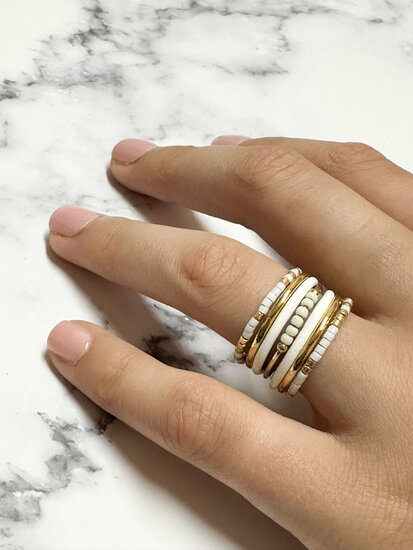 Charmin's White Enamel Stacking Ring - Stylish Stainless Steel R1620