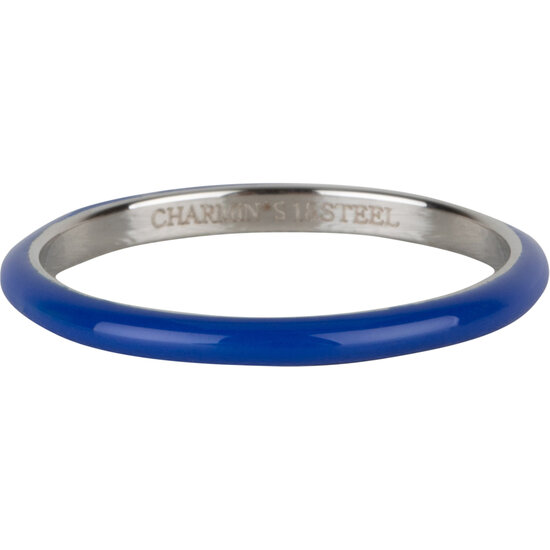Charmin's Dark Sapphire Blue Enamel Stacking Ring in Stainless Steel - An Elegant Choice R1619