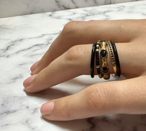 Charmin's Black Enamel Stacking Ring Made of Stainless Steel - A Top Choice R1618