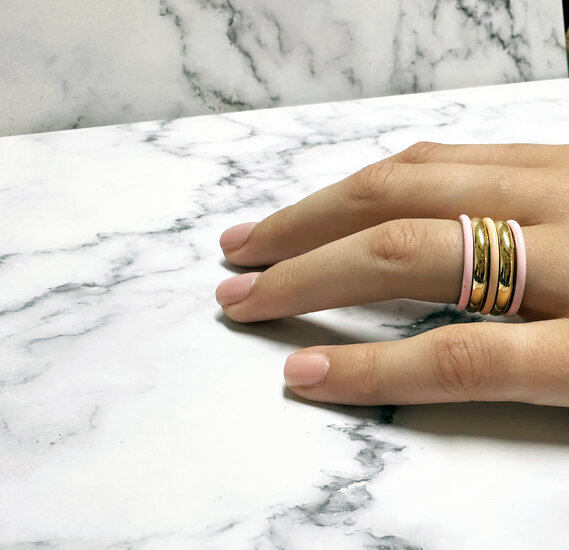 Charmin's Peach Enamel Stainless Steel Stacking Ring - Timeless Elegance R1621