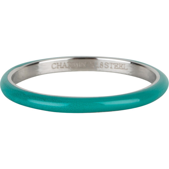 Charmin's Petrol Green Enamel Stacking Ring in Stainless Steel - A Stylish Look R1616