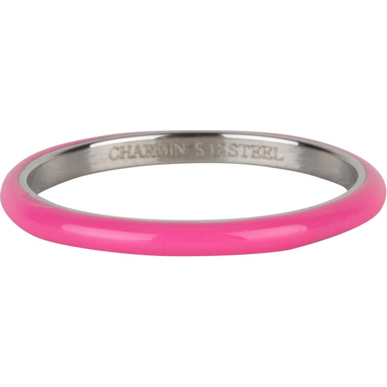 Charmin's Pink Enamel Stacking Ring in Stainless Steel - Timeless Elegance R1612