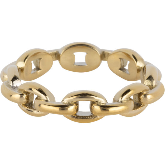 Charmins goldfarbener Ring mit stabilem ovalem Verbindungsstück aus Stahl R1566 – Für immer geschlossen