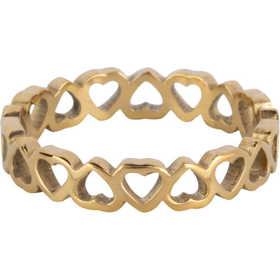 Charmins goldfarbener Ring mit offenem Herzdesign aus Stahl R1548 – romantisch und verspielt