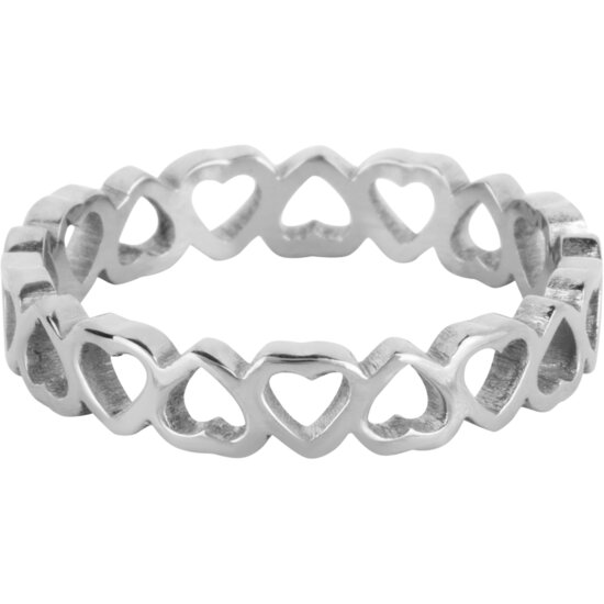 Charmin's Ring met Open Hartjesdesign Staal R1547 – Romantisch en Speels