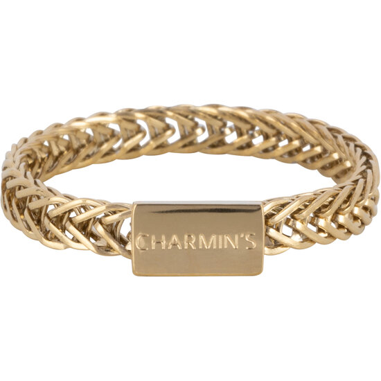 Charmin's Gold-Colored Fine Braided Ring With Plate 3MM Steel R1490
