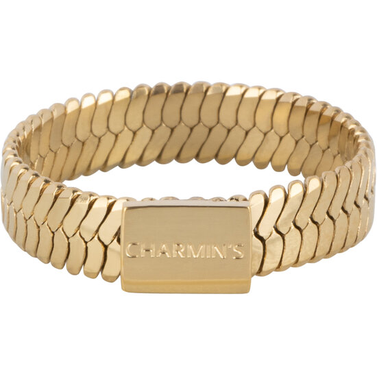 Charmin's Gold-Colored Flat Braided Ring With Plate 5MM Steel R1488