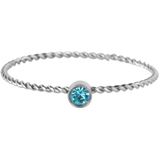 Charmin's Twisted Birthstone ring Light Blue Crystal Steel R1454