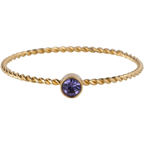 Charmin's Gold-colored Twisted Birthstone ring Lilac Purple Crystal Steel R1453