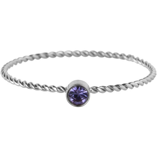 Charmin's Twisted Birthstone ring Lilac Purple Crystal Steel R1452