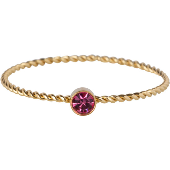 Charmin's Bague avec pierre de naissance torsadée couleur or et acier cristal rose R1451