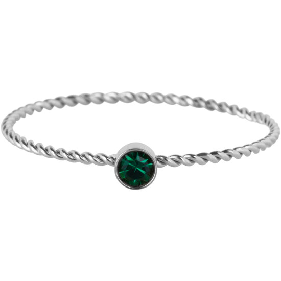 Charmin's Twisted Birthstone Ring Dark Green Crystal Steel R1448