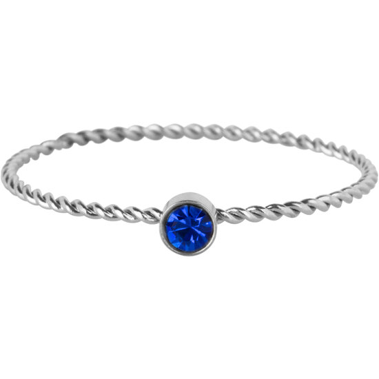 Charmin's Twisted Birthstone Ring Dark Blue Crystal Steel R1444