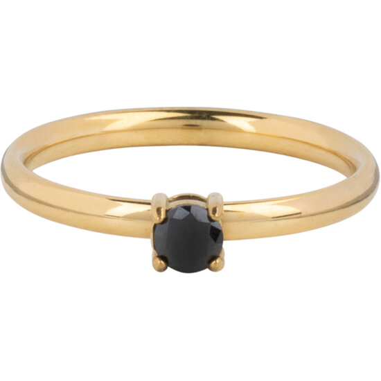 Charmin's Classic Solitaire 2.2mm Ring Black Stone Gold R1433