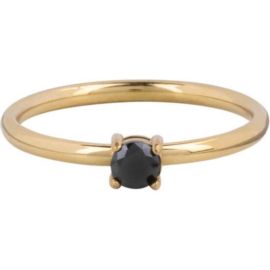 Charmin's Classic Solitaire 1.9mm Ring Black Stone Gold R1429