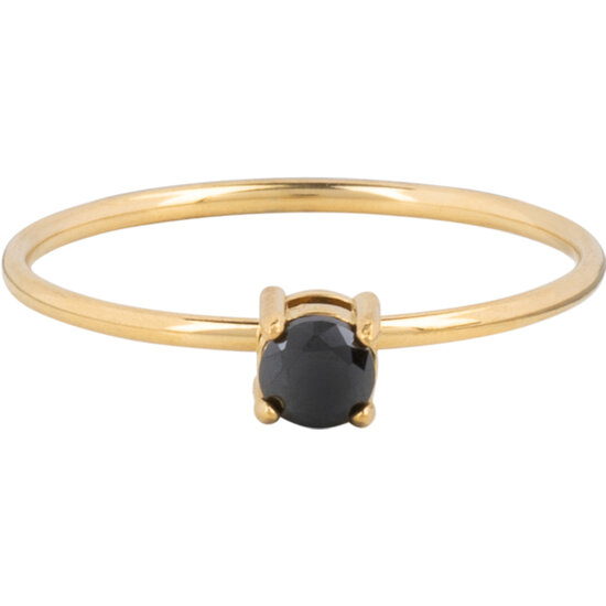 Charmin's Classic Solitaire 1mm Ring Black Stone Gold Colored R1425