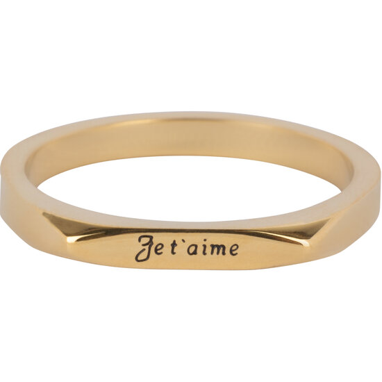 Charmin’s Goldfarbener Petite Siegelring mit Gravur „Je t’aime“ Stahl R1403 – Ein liebevolles Detail