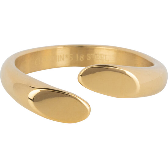 Charmins goldfarbener offener Ring mit flacher ovaler Oberseite aus Stahl R1381 – edel und modern