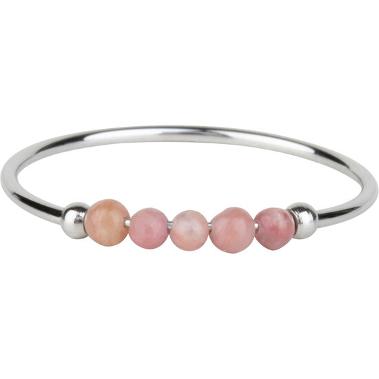 Charmin's Anxiety Ring Rhodochrosite Gemstone Bead Steel R1311