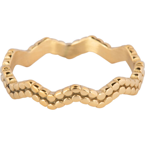 Bague Charmin Vintage en forme de V repoussé Gold Steel R1233