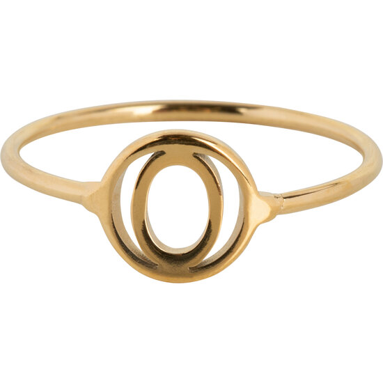 Charmin’s initialen open ronde zegelring Goldplated R1121 Letter O