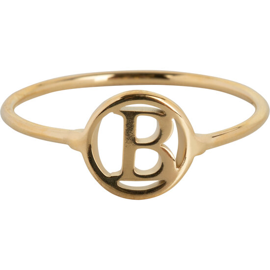 Charmin’s initialen open ronde zegelring Goldplated R1121 Letter B