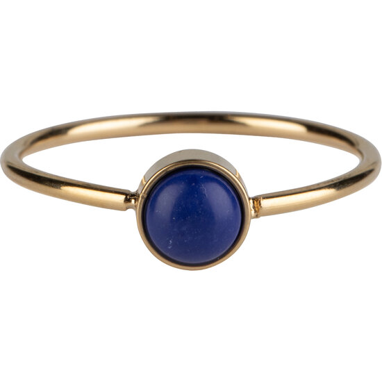 Charmin's Goldfarbener Ring, runder Stein, dunkelblauer Howlith-Edelstein, 5 mm, Stahl R1052
