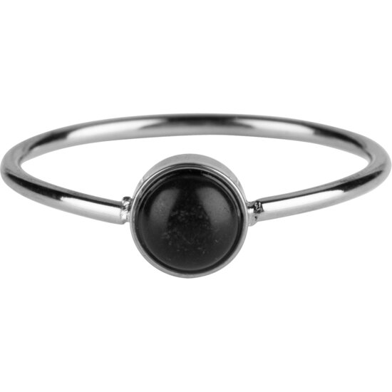 Charmin’s Ring Ronde Steen Zwarte Howliet Edelsteen 5mm Staal R1047