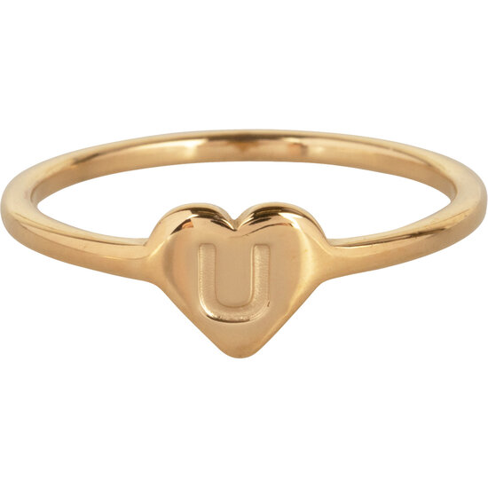 Charmin’s initialen zegelring hartje Goldplated R1015-U Letter U 