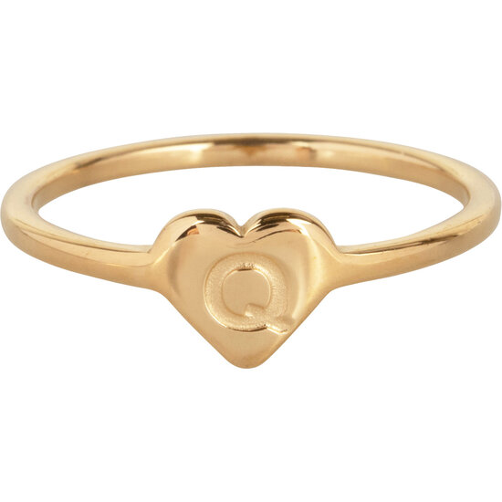 Charmin’s initialen zegelring hartje Goldplated R1015-Q Letter Q