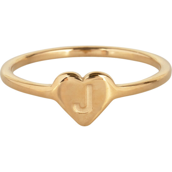 Charmin’s initialen zegelring hartje Goldplated R1015-J Letter J 